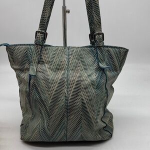 Lodis Blue Green Chevron Snakeskin Elegant Blue Patterned Women's Tote Bag